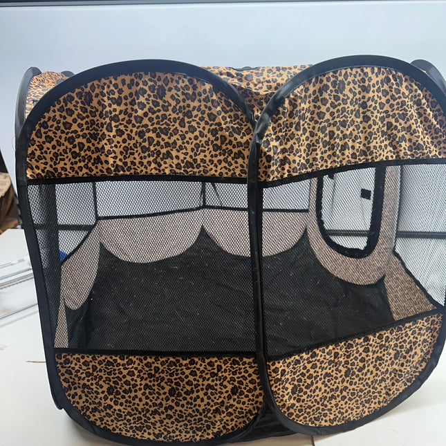 Lucky Monet Portable Pet Playpen - Leopard Print, Used Looks Good