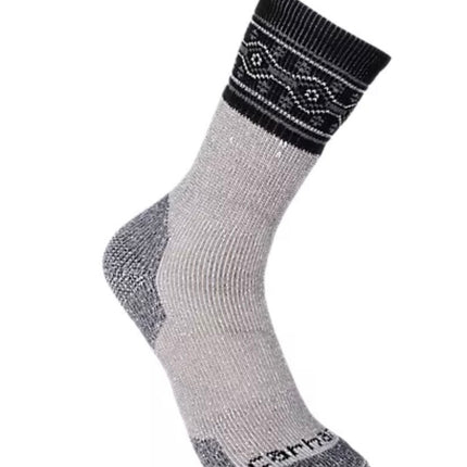 Carhartt Women's Cold Weather Heavyweight Crew Sock Seasonal Striped Crew Socks, Wool Blend 4-Pairs Size 7-9.5
