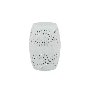 Powell Shanice Round Lace Cut Metal Indoor Accent Side Table, New Open Box
