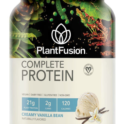 PlantFusion Complete Vegan Protein Powder - Non GMO - Plant Based Protein Powder Vanilla Bean 2 lb - Exp. 09/28