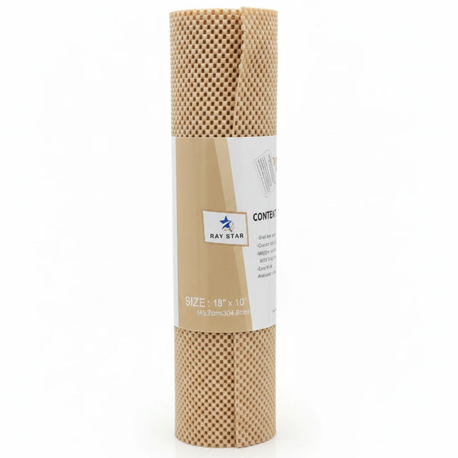Rey Star Beige Shelf & Drawer Liner For Kitchen & Home, Durable Gripping - 18x120