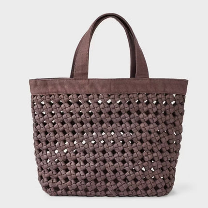 Waxed Cotton Woven Cord Tote Bag - Universal Thread™ Brown