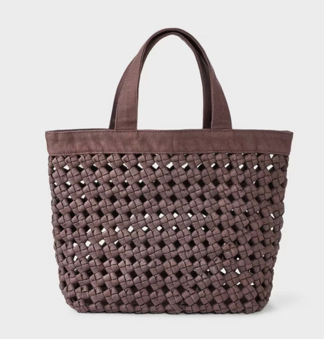 Waxed Cotton Woven Cord Tote Bag - Universal Thread™ Brown