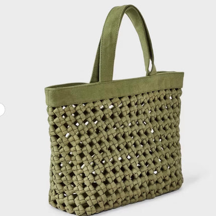 Waxed Cotton Woven Cord Tote Bag - Universal Thread™ Green