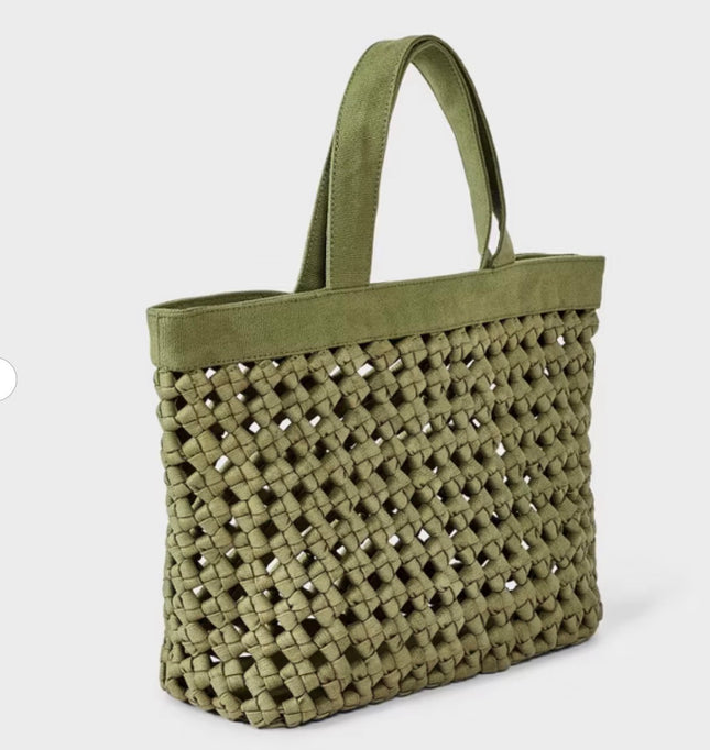 Waxed Cotton Woven Cord Tote Bag - Universal Thread™ Green