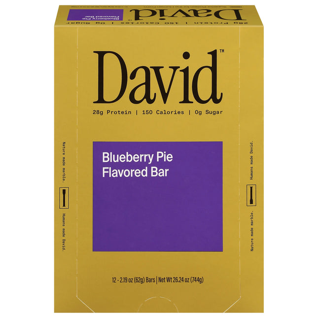 David Bars 28g High-Protein | Blueberry Pie Bar - 12 Count (best by nov-08-2026)