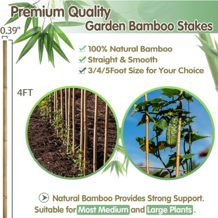 BOVITRO 4FT Bamboo Garden Stakes - 25 Pack, Natural Plant Support