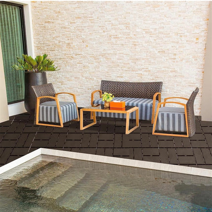 Domi Out Door Living Patio Interlocking Deck Tiles, 27-Pack of 12”x12” Brown Composite Decking Tiles - New Open Box