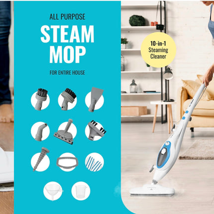 PurSteam 10-in-1 Steam Mop, Floor Steamer with Detachable Handheld Steam Cleaner - New Open Box