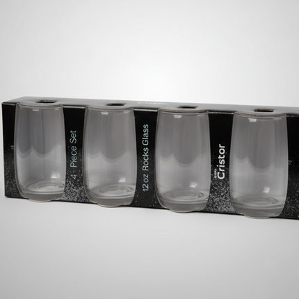 Nadir Cristar Rocks Glass Cup Set - 12 Oz - 4 Ct.