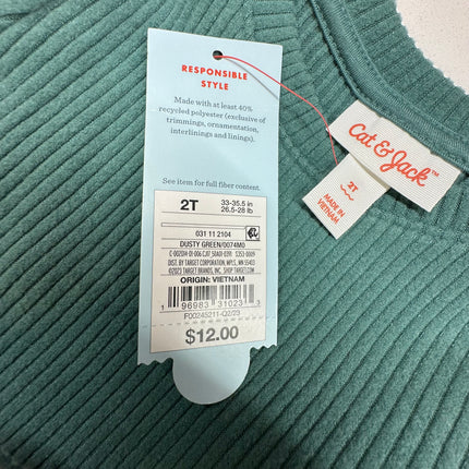 Cat & Jack Toddler Girls’ Dusty Green Dress, Size 2T, New