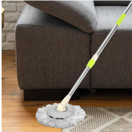 Alipis Stainless Steel Spinning Mop Pole Handle with Microfiber Replacement Head for Floor Mop - New Open Box