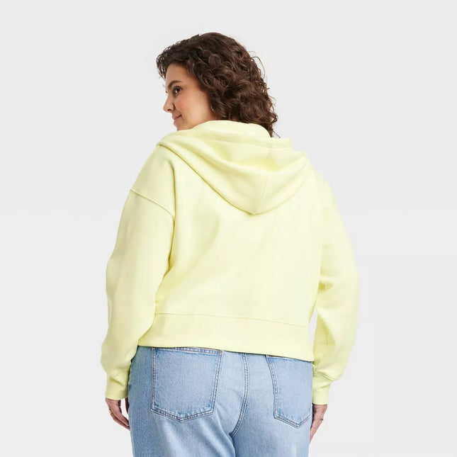 Women's Cropped Full Zip Hoodie Sweatshirt - Universal Thread™, Yellow, New Without Tags - S, XL