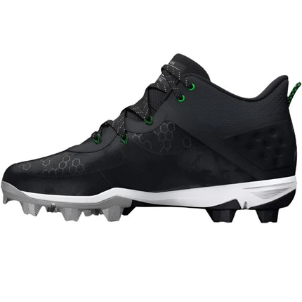 Under Armour Harper 8 RM Boys Mid Baseball Cleats Black Size 6 New