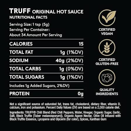 TRUFF Original Black Truffle Gourmet Hot Sauce - 6 Oz. EXP. 10/08/2027