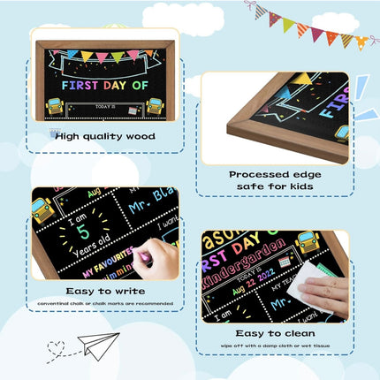 First & Last Day of School Chalk Board, 10 x 12” Double-Sided Back to School Sign