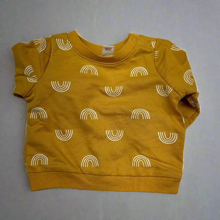 Cat & Jack Baby Mustard Sweatshirt with Rainbow Print, New