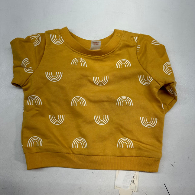 Cat & Jack Baby Mustard Sweatshirt with Rainbow Print, New