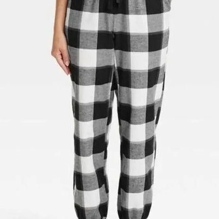 Women's Black & White Plaid Jogger Pajama Lounge Pants - Stars Above™, New, Size XL, XXL