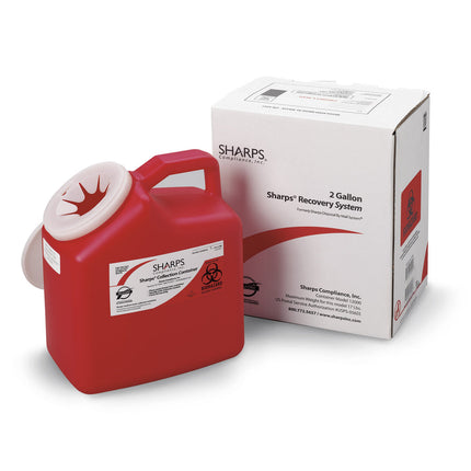 Mailback Sharps Container, 2 Gallon Red Snap-On Lid - Open Box