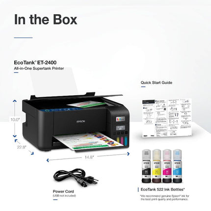 Epson EcoTank ET-2400 All-in-One Supertank Printer - Black, New