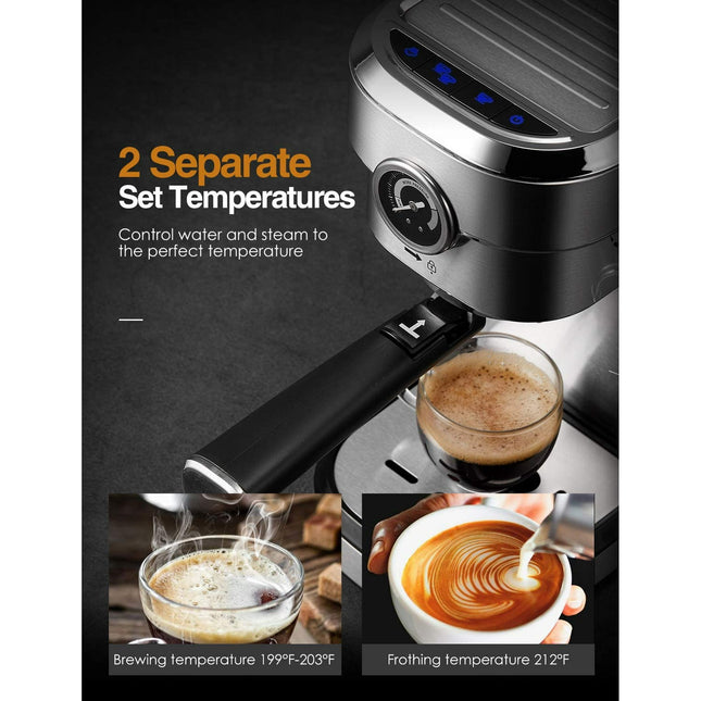 Brewsly Espresso Machine 15 Bar Stainless Steel Coffee Maker with Frother New