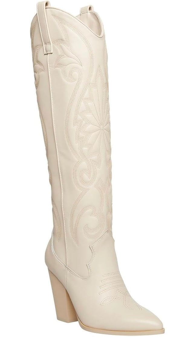 Steve Madden Cream Western Boots, New Without Box, Size 6