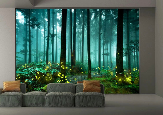 Green Enchanted Forest Wallpaper Mural for Kid’s Bedroom Background Wall Decor, Open Box