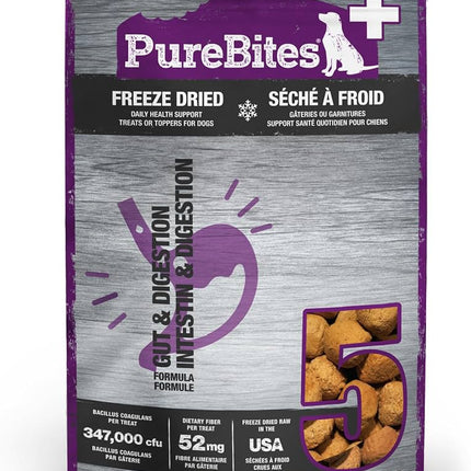 PureBites+ Gut & Digestion Freeze Dried Dog Treats, 5 Ingredients, Made in USA, 3oz