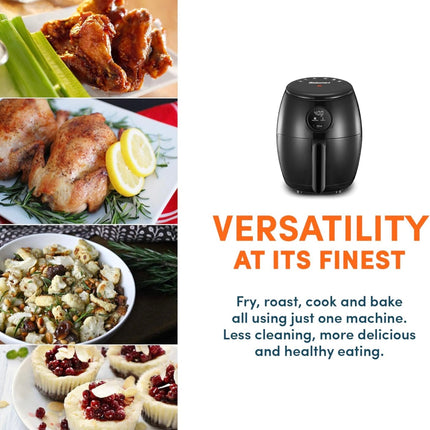 Elite Gourmet 2QT Oil-Free Air Fryer Open Box Black