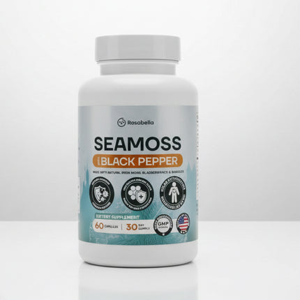 Rosabella Sea Moss with Black Pepper Detox Immune Support 60 Caps 11/27