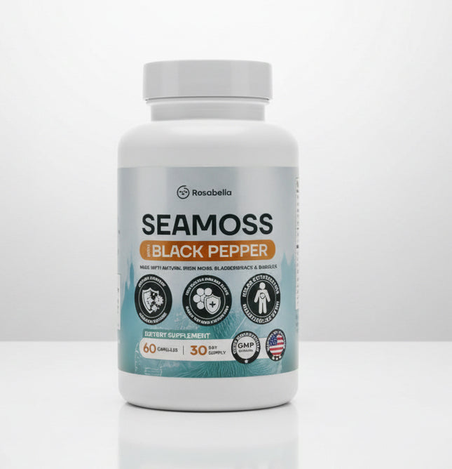 Rosabella Sea Moss with Black Pepper Detox Immune Support 60 Caps 11/27