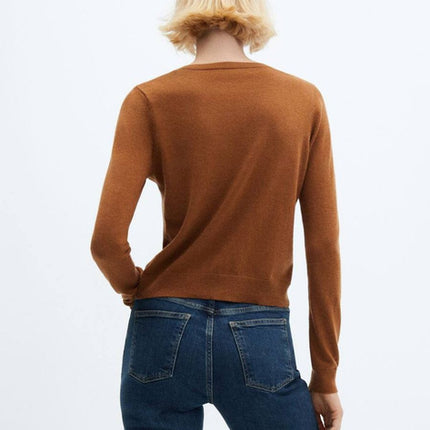 MNG Mango Twinky Wool Blend Knitted Cardigan Caramel Size L Women’s New