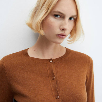 MNG Mango Twinky Wool Blend Knitted Cardigan Caramel Size L Women’s New