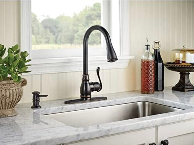 Moen CA87003BRB Annabelle High Arc Pull Down Kitchen Faucet, Mediterranean Bronze - Open Box,  New