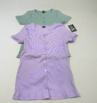 Girls’ 2-Pack Lilac and Green Button-Up Tops Size XL (14)