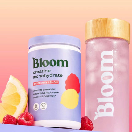 BLOOM NUTRITION Creatine Monohydrate Supplement Vegan Powder - Raspberry Lemon - 9oz/40 Servings