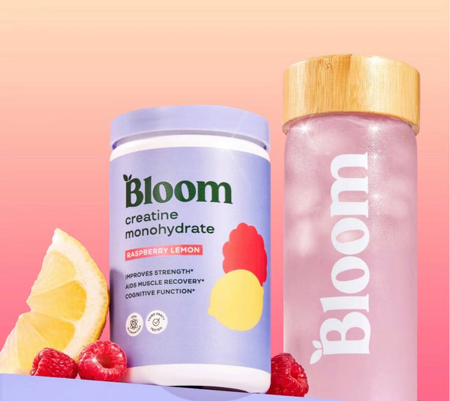BLOOM NUTRITION Creatine Monohydrate Supplement Vegan Powder - Raspberry Lemon - 9oz/40 Servings