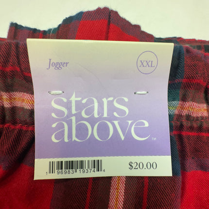 Stars Above Women’s Red Plaid Jogger Pajama Pants, Size XXL, New