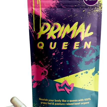 Primal Queen Female-Optimized Beef Organ Superfood Supplement (Beef Liver, Kidney, Heart, & 3 More) - 100% Gras