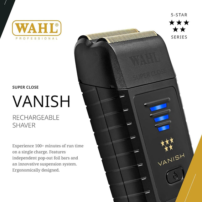 Wahl Professional 5 Star Vanish Shaver, Cordless, Lithium-Ion Battery, Pop-Out Foil Bars, Ergonomic Design