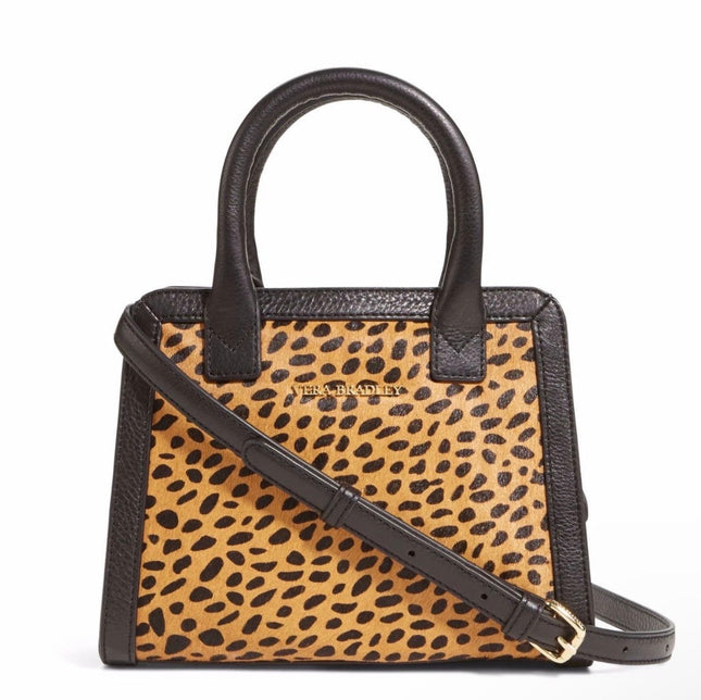 NWT Vera Bradley Natalie Crossbody Bag Leather Cheetah Black