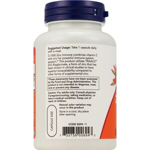 Now Foods Vitamin C-1000 with Zinc | 1,000 mg Vitamin C & 15 mg Zinc Bisglycinate for Immune Support Exp. 08/2028