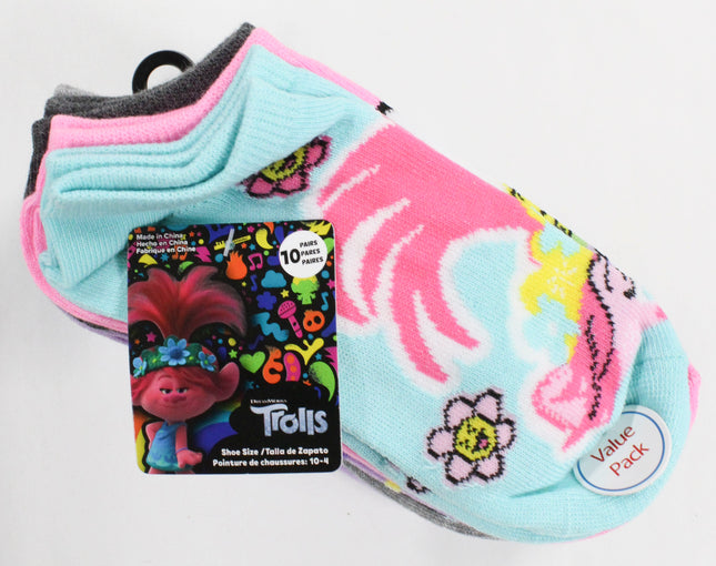 10pk GIRLS TROLLS KEEP IT HAPPY NS SOCKS SZIE 6-8