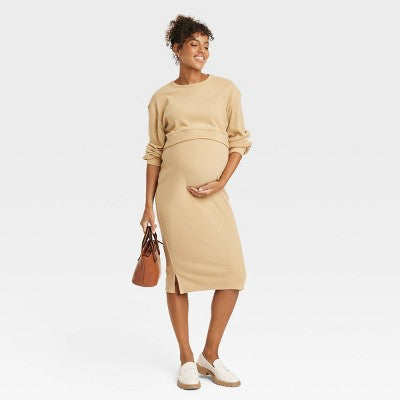 Isabel Maternity by Ingrid & Isabel Ribbed Maternity Crop Top and Midi Skirt Set, New - Size XS-XXL