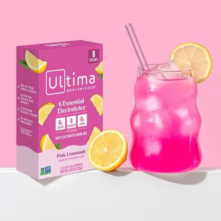 Ultima Replenisher Drink Sticks Pink Lemonade - 8ct Exp. 01/2028
