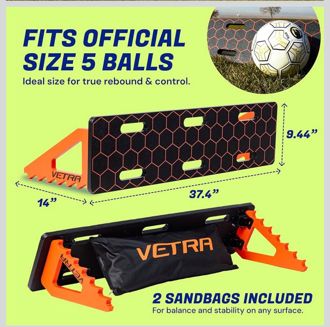 VETRA Soccer Rebounder Board - Portable Passing Wall with Sandbags
Heavy-Duty Portable Rebounder & Passing Board - Sandbags - Use for Solo Soccer Training & Ball Control