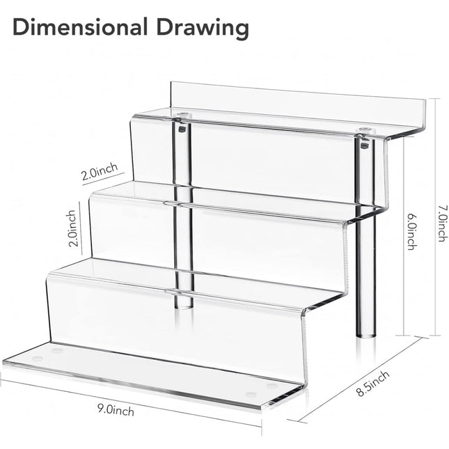 9 Inch Acrylic Shelf, 4 Tier Perfume Organizer and Cologne Organizer, Funko POP Shelves Tiered Riser Display Stand, Acrylic Display for Decoration and Organizer - New Open Box