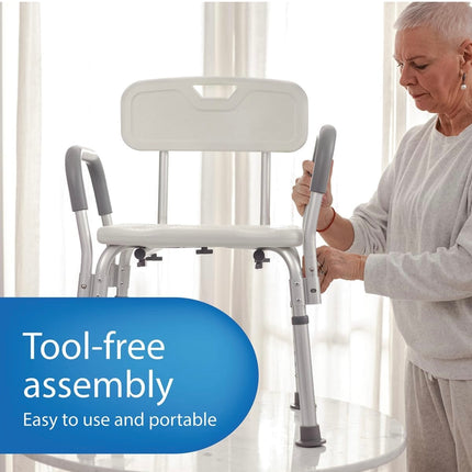 Guardian Adjustable Shower Chair with Backrest and Armrests, New Open Box