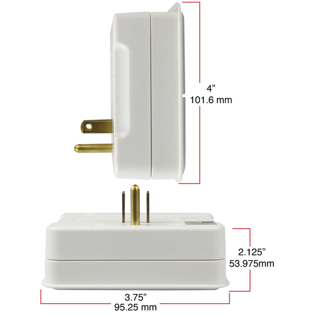 Hyper Tough 3-Outlet Surge Tap With 2 USB Ports, White - New